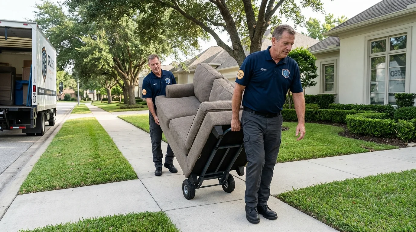 Local residential moving crew loading furniture in Salida, CA