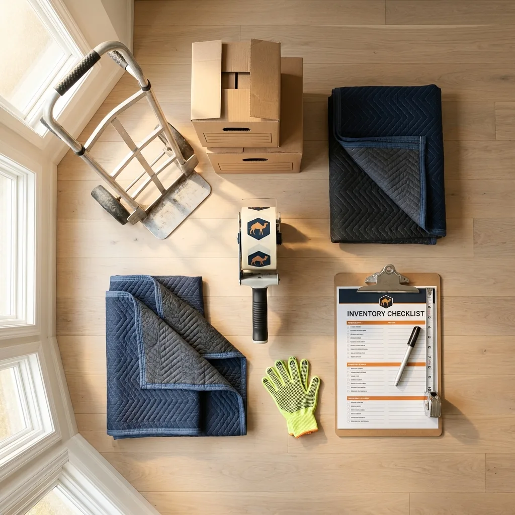 Professional moving supplies and packing materials layout for Salida residential relocations
